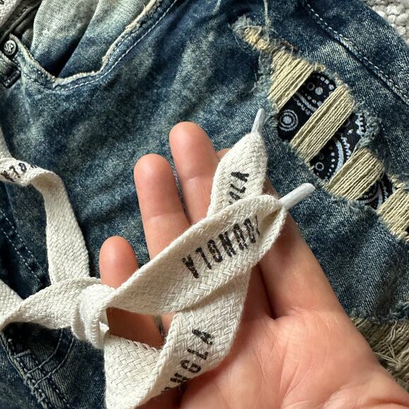 Men's YoungLA DistressedDenim Shorts, 34", NWT, IndigoWashed - Picture 8 of 11